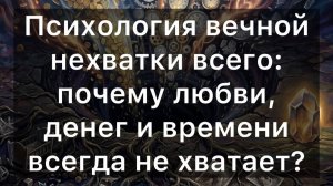 Психология вечной нехватки всего: почему любви, денег и времени всегда не хватает?