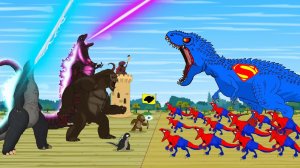 Динозавры T-Rex против Годзиллы и Конга： решающая доисторическая схватка