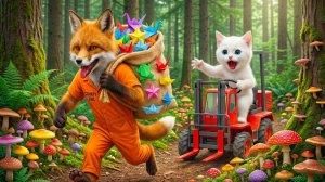 МАМА КОШКА И КОТЯТА ПРОГОНЯЮТ ЗЛУЮ ЛИСУ С ЛЕСА!!! Анимация