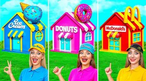 Испытание цветного дома McDonald's против мороженого против Super Hyper DO Donuts