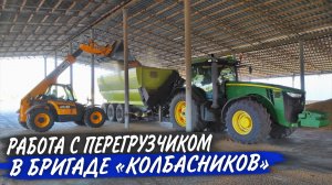 ЗАБИВАЕМ рукава ПШЕНИЦЕЙ: МТЗ-1221 с МЗУ-01, погрузчик JCB, два John Deere с перегрузчиками Fliegl.