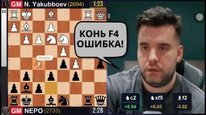 Сильная ИГРА ! [GM] Ян Непомнящий -   [GM]   Nodirbek Yakubboev