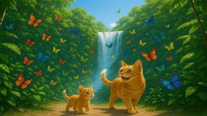 МАМА  КОШКА И КОТЕНОК ОТДЫХАЮТ НА ПИКНИКЕ!!!