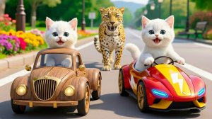 МАМА КОШКА и КОТЯТА УХОДЯТ ОТ ЛЕОПАРДА НА СКОРОСТИ!!!