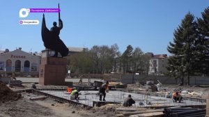 Первый сухой фонтан в Уссурийске начали монтировать на центральной площади