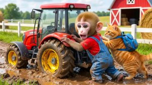 🐵🐱 ОБЕЗЬЯНА И ТОЛСТЫЙ КОТ СПАСАЮТ СВОЙ ТРАКТОР, СОБИРАЯ МАНГО ДЛЯ СМУЗИ