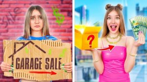 Бедная против Богатой девушки на гаражной Распродаже! Кто Заработает Больше Денег за 24 часа
