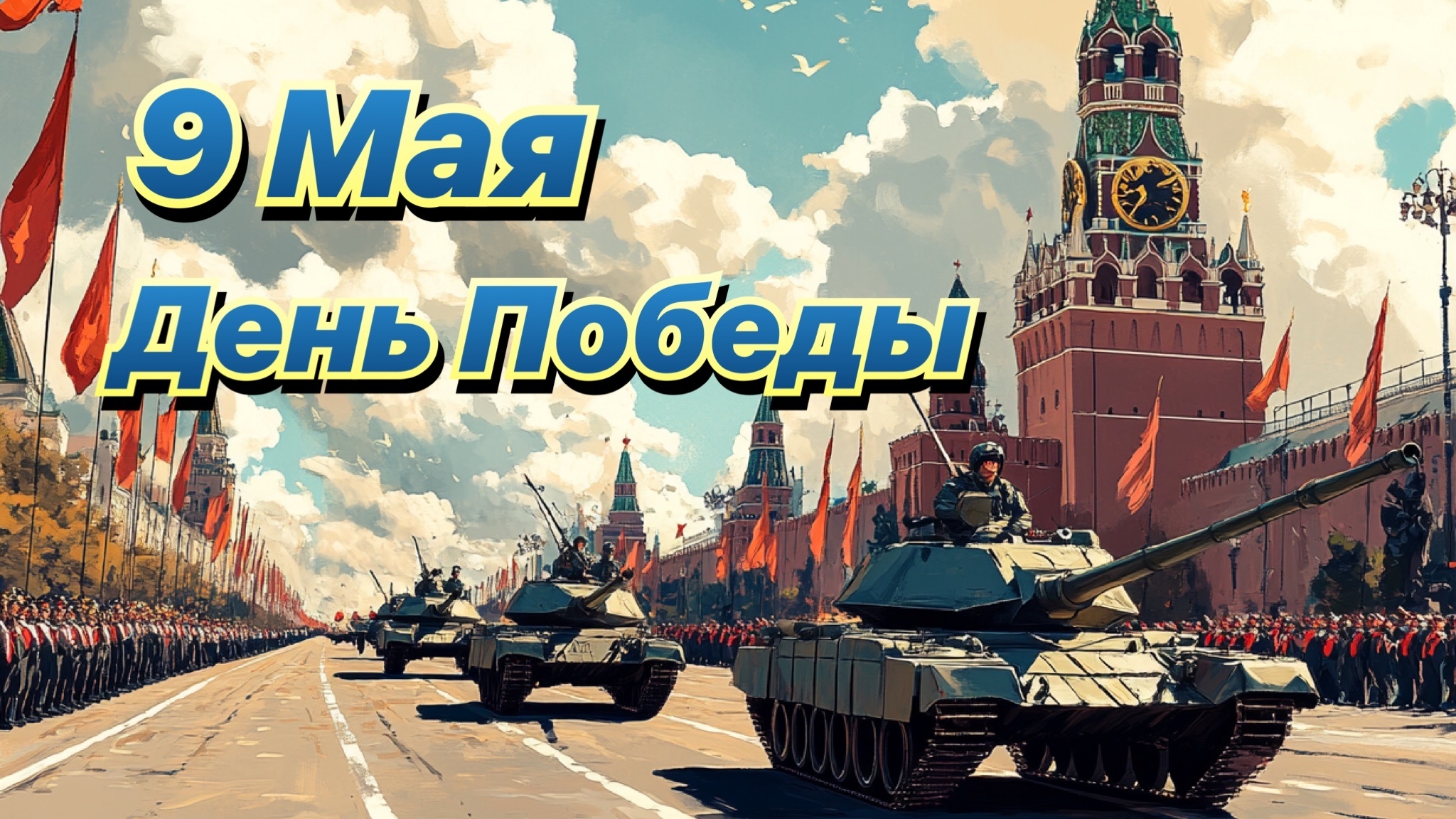 С праздником Великой Победы! Шикарная музыкальная открытка.
