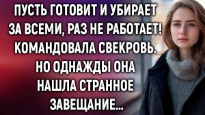Пусть готовит и убирает за всеми, раз не работает! Сказала свекровь. Но однажды…