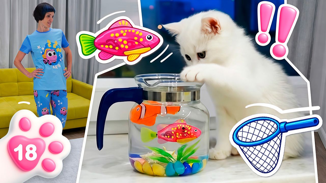 Ночные проказы Кефира! Маша Капуки греет молоко и укладывает котёнка спать