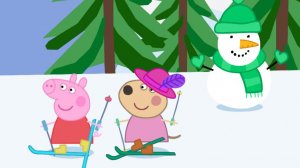 Свинка Пепа. Свинка Пепа  с другом  катается на  коньках  и лыжах. Для детей. ч 11