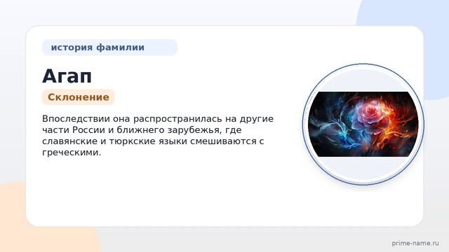 Фамилия Агап: происхождение, значение и склонение