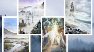 Нарезка из некоторых уроков из клуба по акварельному сезону « Атмосферные акварельные туманы«туманы