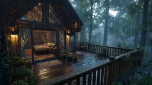 Шум сильного дождя в лесном доме 🌧️ Для сна и глубокого расслабления