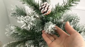 Настольная елка Айс Куин (Ice Queen) заснеженная с шишками в мешочке 90 см, ЛИТАЯ+ПВХ+ЛЕСКА, 578733