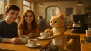 КОТЕНОК РАБОТАЕТ В КОФЕЙНЕ ЧТОБ ПОМОЧЬ МАМЕ КОШКЕ!!!АНИМАЦИЯ