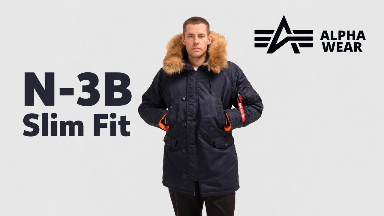 Парка Alpha Industries N-3B Slim Fit Rep. Blue (Синяя) смотреть онлайн