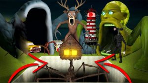 Все существа против гигантской ямы с головой дома в Garry's Mod