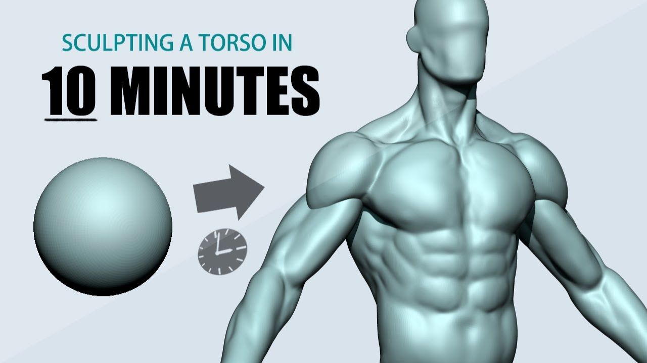 Лепим торс в ZBrush за 10 минут — быстрые техники от профи!