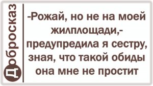 -Рожай, но не на моей жилплощади,- предупредила я сестру, зная, что такой обиды она мне не простит