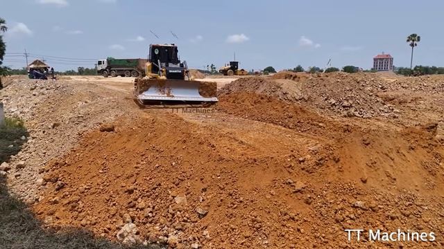Process Nice Work Delete Deep Pond By New Dozer CH17 Pro Push Rocks Into Water & Dump Truck смотреть онлайн