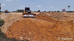 Process Nice Work Delete Deep Pond By New Dozer CH17 Pro Push Rocks Into Water & Dump Truck
