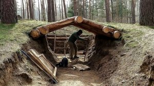 Строю тайную подземную хижину в лесу. Полное строительство
