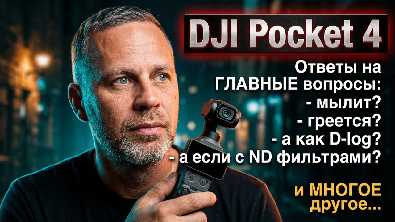 DJI Pocket 4 - ответы на вопросы, тест с ND фильтрами, тест D-Log