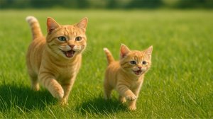 МАМА КОШКА ОТДЕЛЫВАЕТ МЕХ И ШЬЕТ ОДИНАКОВЫЕ ТИГРОВЫЕ ШАПОЧКИ ДЛЯ СВОИХ КОТЯТ!!! АНИМАЦИЯ