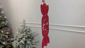 Игрушка для уличной ёлки КОНФЕТКА С ВЕНЗЕЛЯМИ, дерево, красный, 20 см, D01052-20-кр
