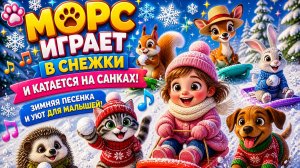🐾 Морс Играет в Снежки и Катается на Санках! ❄️ Зимняя Песенка и Уют для Малышей)