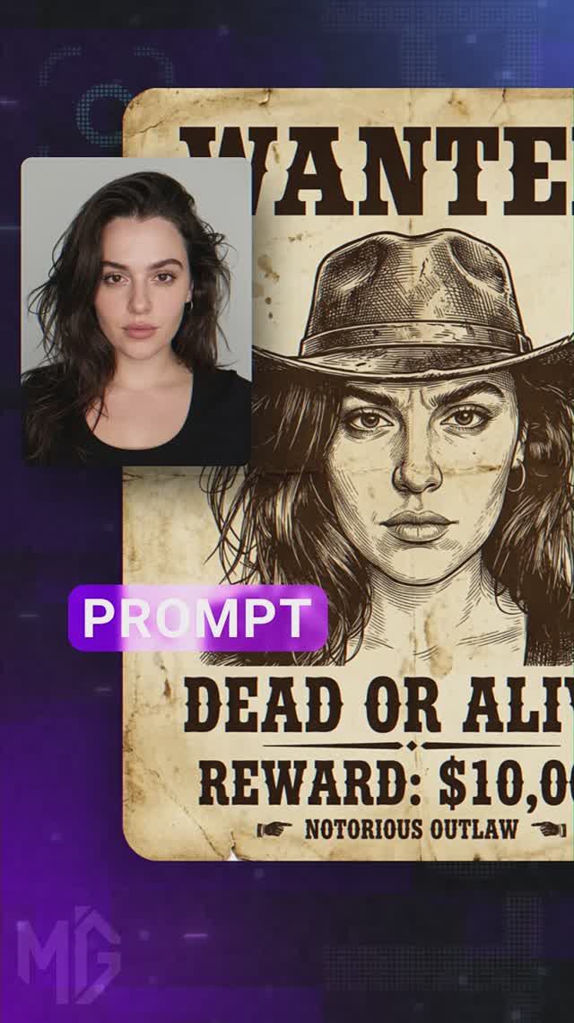 Обычное селфи → WANTED 🤠 стиль | Nano Banana 2 prompt | ИИ Промпт