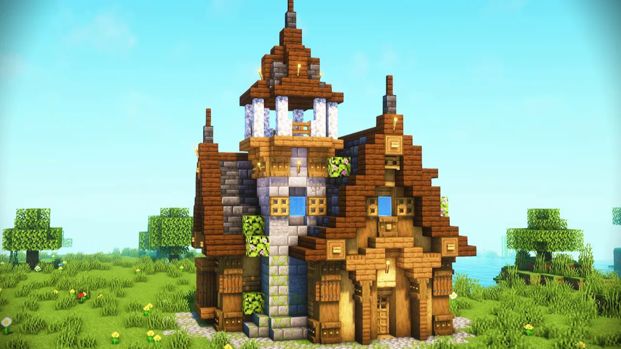 Как построить уютный средневековый стартовый дом в Minecraft 🏰 (простой гайд)
