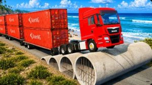 Соревнование «Автомобили против бетонной водопроводной трубы» в BeamNG Drive!