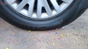 Aplastando Cosas Crujientes _ Experimento_ Fanta y Mentos VS Rueda de Coche