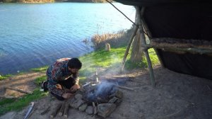 3 дня выживания в одиночку с моей собакой; ловля и приготовление пищи, примитивная рыбалка. Кемпинг