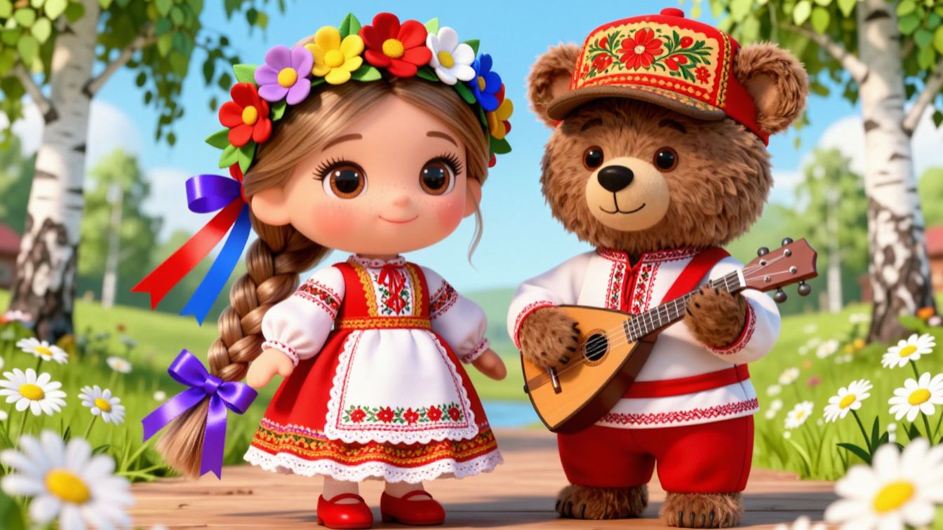 🪆ВО ПОЛЕ БЕРЁЗА СТОЯЛА! РУССКАЯ НАРОДНАЯ МУЛЬТИК-ПЕСЕНКА!👶🎶 Детские развивающие песенки