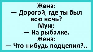 Жена: Дорогой, где ты был всю ночь? На рыбалке... | Анекдоты смешные | Юмор