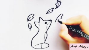 Как легко нарисовать лисичку/Осенний рисунок с лисичкой/Простые рисунки детям🥰