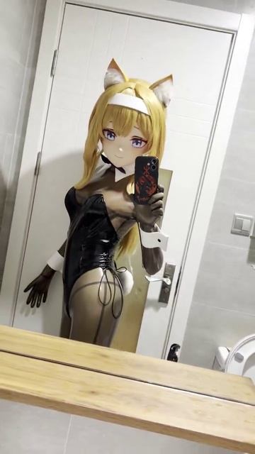 Kigurumi Foxgirl makes a selfie.