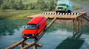 Испытание «Тачки против невозможного бревенчатого моста» №9 в BeamNG Drive!
