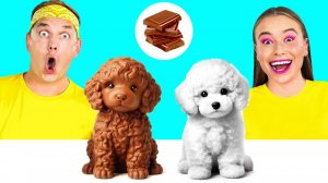 Настоящая еда против шоколадной еды # Веселые кулинарные лайфхаки BaRaDa Gold Challenge