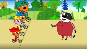 Три кота катаются на велосипеде 🚲 | Весёлые гонки