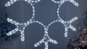 Светодиодная СНЕЖИНКА АЖУРНАЯ, дюралайт, холодные белые LED-огни, 80 см, уличная, LC-13033