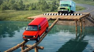 Испытание «Тачки против невозможного бревенчатого моста» №9 в BeamNG Drive!
