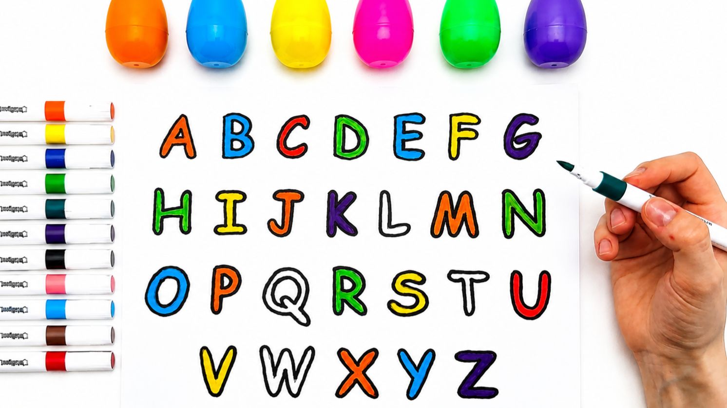 Учим Английский Алфавит ABC! 🎨 Раскрашиваем Буквы A-Z Маркерами и Учим Цвета