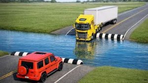 Шестой вызов «Машины против лежачих полицейских в глубокой воде» в BeamNG Drive!