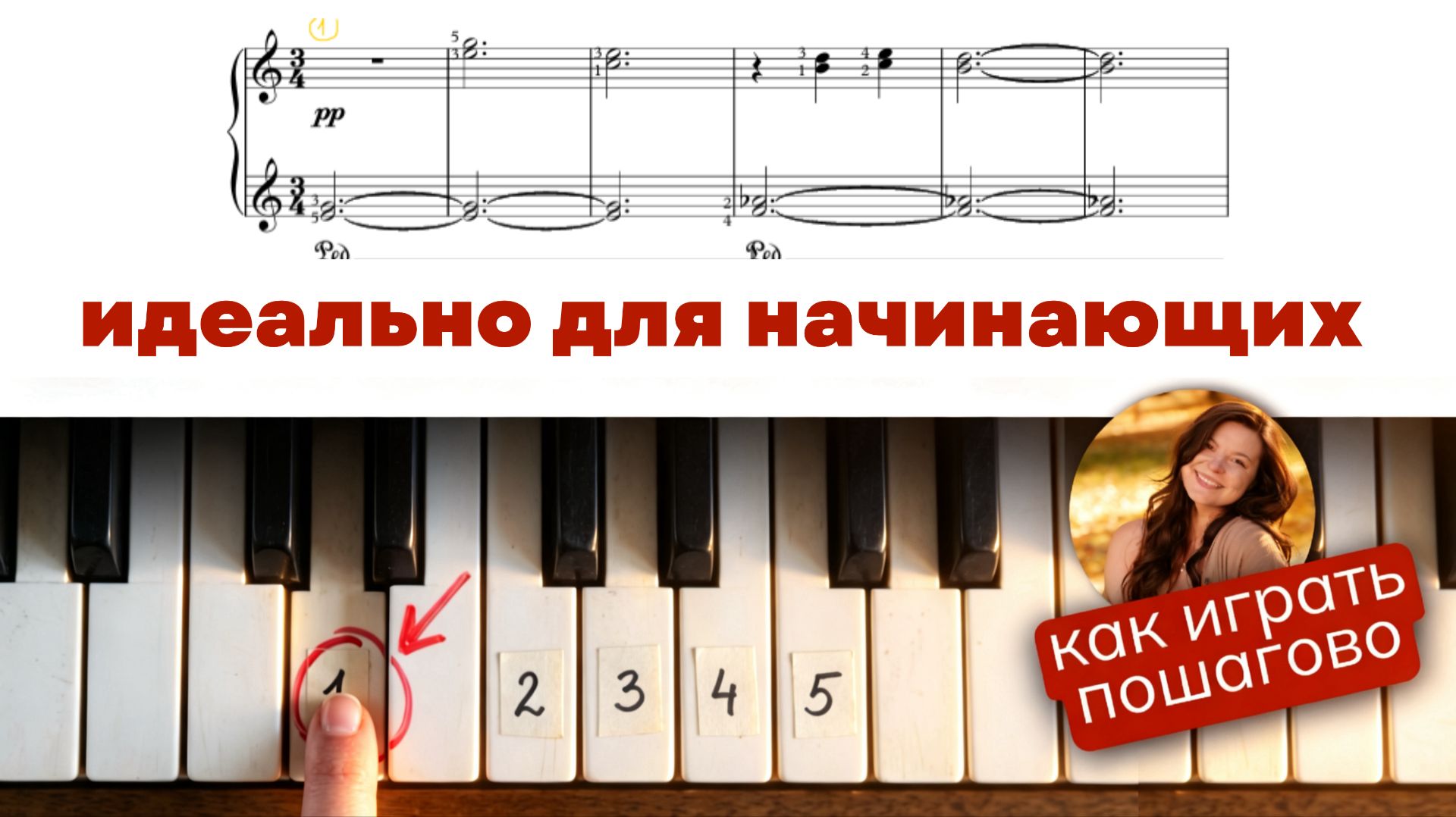 Лунный свет - ЛЕГКИЕ НОТЫ на фортепиано | МЕДЛЕННЫЙ разбор для начинающих