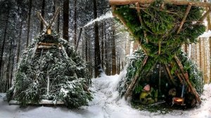 Выживание в метель. Ночевка в самодельном вигваме зимой. Экстремальный бушкрафт