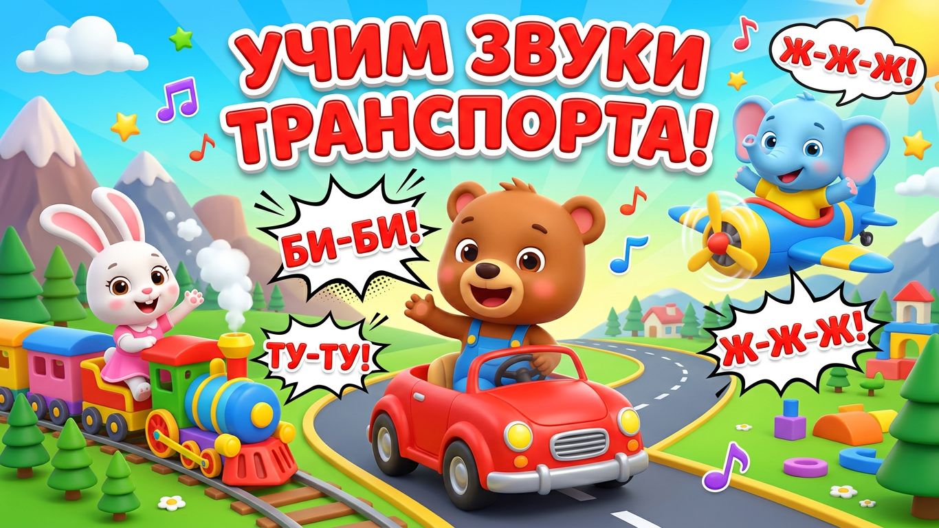 Звукоподражание для детей: транспорт и его звуки — учим говорить через «би-би», «ту-ту», «ж-ж-ж»